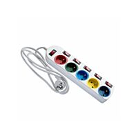 ELGOTECH Přívod prodlužovací 1,5m, 5 zásuvek, 6 vypínačů, černá