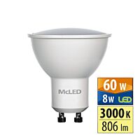 MCLED Žárovka LED 8W-60 GU10 3000K 100°