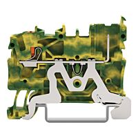WAGO Svorka 2222-1207/999-953 základní PE – 1 vodič / 1 pin s ovládacím tlačítkem 2,5 mm², zelenožlutá