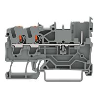 WAGO Svorka 2222-1301/999-953 základní – 2 vodiče / 1 pin s ovládacím tlačítkem 2,5 mm², šedá