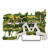 WAGO Svorka 2222-1307/999-953 základní PE – 2 vodiče / 1 pin s ovládacím tlačítkem 2,5 mm², zelenožlutá