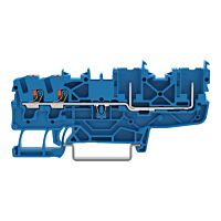 WAGO Svorka 2222-1404/999-953 základní – 2 vodiče / 2 piny s ovládacím tlačítkem 2,5 mm², modrá