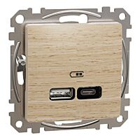 SCHNEIDER Sedna Design & Elements Dvojitá nabíječka USB A+C, 2,4 A, 21 W, Bříza