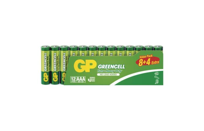 GP Zinková baterie Greencell AAA (R03), 8+4 ks