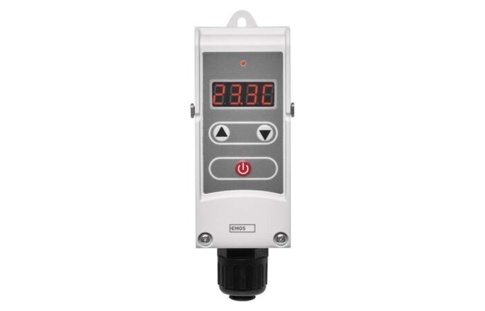 EMOS Termostat P5686 jímkový příložný manuální napěťové 230 V AC, 50 Hz, 5 A odporově, 1,5 A induktivně