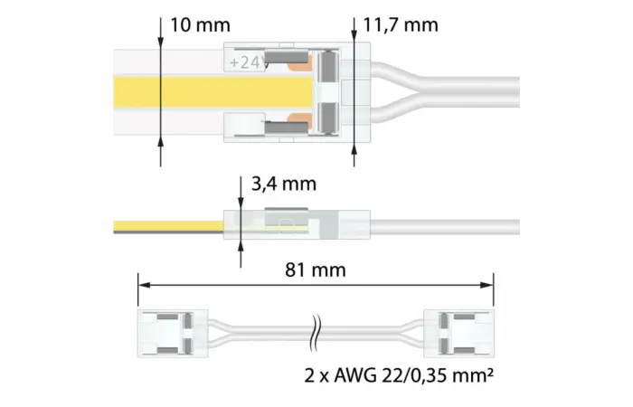 Spojka flex.jednobarevných LED pás.10mm