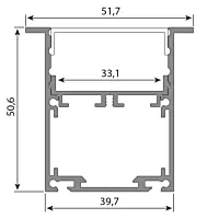 Vestavný hliníkový profil VM 52x51mm bez