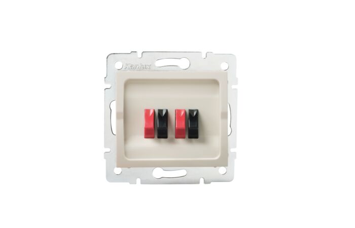 KANLUX Zásuvka LOGI dvojitá reproduktorová, pod omítku, černá matná