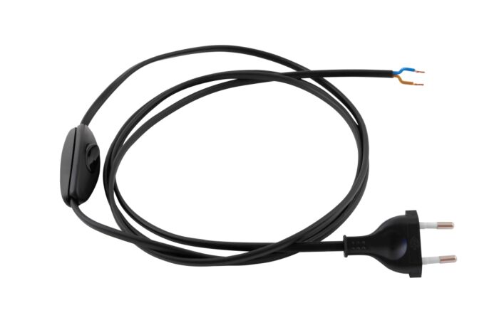 ELEMAN Kabel LFM 2x0,75 s vypínačem přívodní, černý