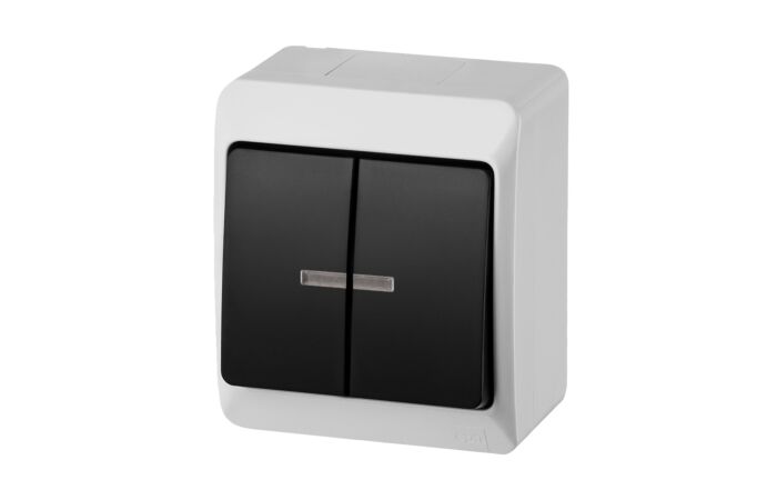 FAMATEL GALATEA Spínač sériový podsvětlený č.5So 10A 230V na omítku IP44 bílá/černá