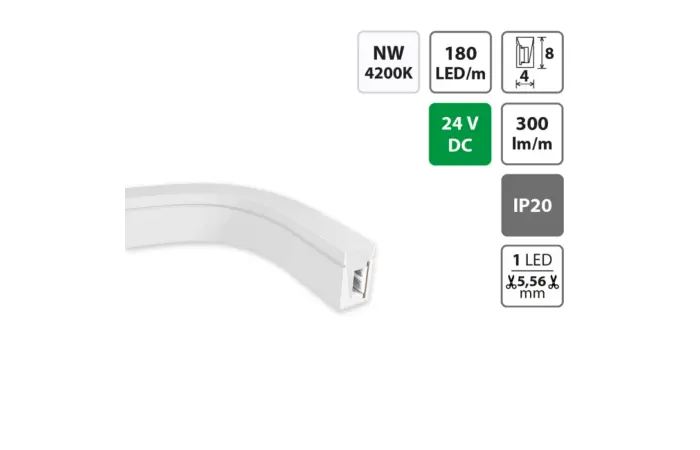 LED Neon 4x8mm SB/W/CV/FC, NW, 10W/m, DC