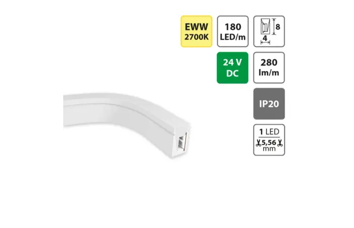 LED Neon 4x8mm SB/W/CV/FC, EWW, 10W/m, D