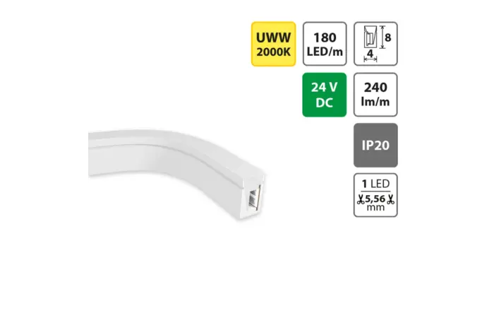 LED Neon 4x8mm SB/W/CV/FC, UWW, 10W/m, D