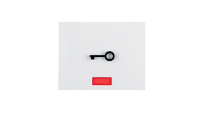 Kolébka s červenou čočkou a hmatným symb