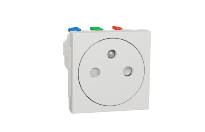 Zásuvka Unica 16A 2P+E bílá skrytá