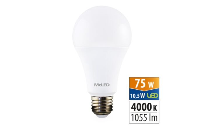 MCLED Žárovka LED 10,5W-75 E27 1055lm 4000K úhel 200°