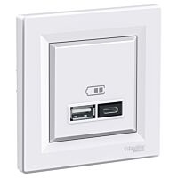 SCHNEIDER Zásuvka Asfora 2xUSB nabíjecí 2.4A bílá