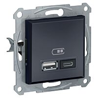 SCHNEIDER  Asfora 2xUSB nabíjecí konektor A+C 2.4A, antracit