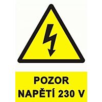 Tab."POZOR NAPĚTÍ 230V" A6 F