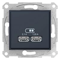 SCHNEIDER Zásuvka Sedna 2xUSB nab. kon. 2.1A graph