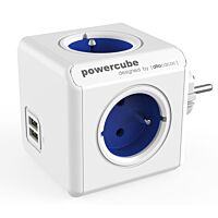 ALLOCACOC Rozbočka PowerCube Original 4 zásuvky 250V/16A + 2 USB porty modrá