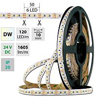 MCLED Pásek LED SMD3527 dual white WW-CW, 120LED/m, 19,2W/m, 1605lm/m, IP20, DC 24V, 10mm, 50m
