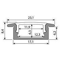 MCLED Profil AL 23x8mm, VO vestavný, matný difuzor, komplet, 2m