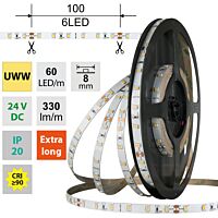 MCLED Pásek LED SMD2835 UWW, 60LED/m, 4,8W/m, DC 24V, 330lm/m, CRI90, IP20, 8mm, 50m