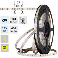 MCLED Pásek LED SMD2835 CW, 120LED/m, 9,6W/m, DC 12V, 630lm/m, CRI90, IP54, 8mm, 5m