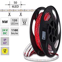 MCLED Pásek LED SMD2835 NW, 120LED/m, 14W/m, DC 24V, 1100lm/m, CRI90, IP67, 12mm, 50m
