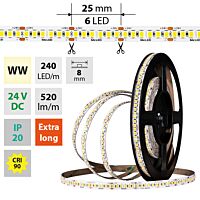 MCLED Pásek LED SMD2835 WW, 240LED/m, 6W/m, DC 24V, 520lm/m, CRI90, IP20, 8mm, 5m