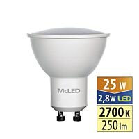 MCLED Žárovka LED 2,8W-25 GU10 250lm 2700K úhel 110°
