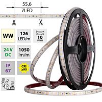 MCLED Pásek LED SMD2835 WW, 126LED/m, 9,6W/m, DC 24V, 1050lm/m, CRI90, IP67, 105Ă‚Â°C, 10mm, 50m