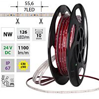 MCLED Pásek LED SMD2835 NW, 126LED/m, 9,6W/m, DC 24V, 1100lm/m, CRI90, IP67, 105Ă‚Â°C, 10mm, 50m