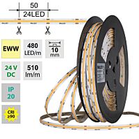 MCLED Pásek LED COB EWW, 480LED/m, 5W/m, DC 24V, 510lm/m, CRI90, IP20, 10mm, 50m
