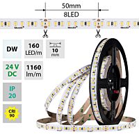 MCLED Pásek LED SMD2835 DW, 160LED/m, 9W/m, DC 24V, 1160lm/m, CRI90, IP20, 10mm, 5m