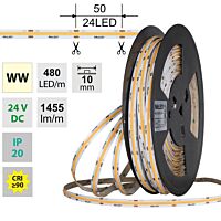 MCLED Pásek LED COB WW, 480LED/m, 15W/m, DC 24V, 1455lm/m, CRI90, IP20, 10mm, 5m