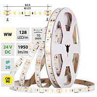 MCLED Pásek LED SMD2835 WW, 128LED/m, 11,5W/m, DC 24V, 1950lm/m, CRI90, IP20, 10mm, 5m