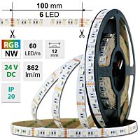 Pásek LED RGB+n.b. 19,2W/m 12V IP20 50m