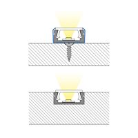MCLED Profil AL 15x7mm, PG přisazený, matný difuzor, komplet, 1m