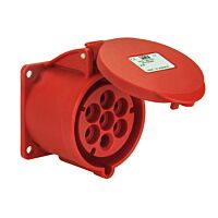 PCE Zásuvka 16A/400V vestavná 7-pólová, IP44, příruba 70x70mm, přímá, niklované kontakty