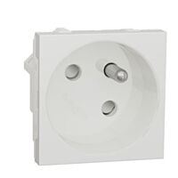 SCHNEIDER Unica - Zásuvka 45° 250V/16A 2P+E, clonky, bezšroubová, Bílá