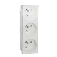 SCHNEIDER Unica - Zásuvka trojitá 45° 250V/16A 3x2P+E, clonky, bezšroubová, Bílá