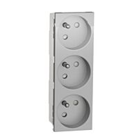 SCHNEIDER Unica - Zásuvka trojitá 45° 250V/16A 3x2P+E, clonky, bezšroubová, Aluminium