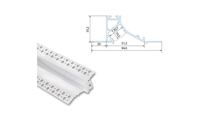 Profil AL 95/34mm AV bílý 2m komplet