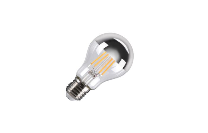 A60 E27 Mirrorhead, LED světelný zdroj chromový 7,5 W 2700 K CRI 90 180°