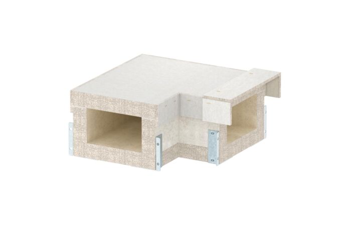 OBO BETTERMANN Oblouk 90°, pro PYROLINE Con, 200x120, šedá Odlehčený beton se skleněnými vlákny  typ PLCS B091220