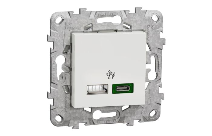 SCHNEIDER Zásuvka Unica Dvojité rychlonabíjecí USB A+C (45W), Bílá