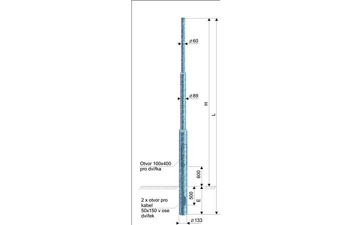 KOOPERATIVA Stožár K  3,5-133/89/60 Z,  žárový zinek