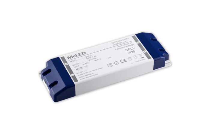 MCLED Napaječ  LED 60W, DC12V/5A, plastové provedení se svorkovnicí, IP20